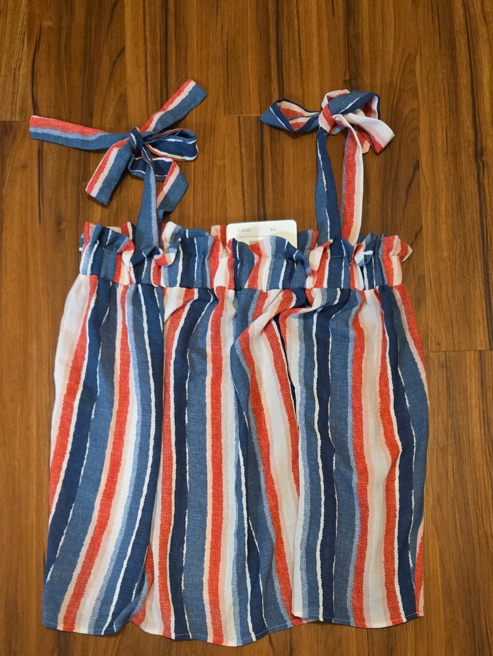 NWT Striped Tie-Shoulder Tank Top in Blue, Red & White